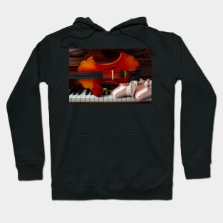 Baroque Violin And Ballet Slippers With Red Rose Hoodie